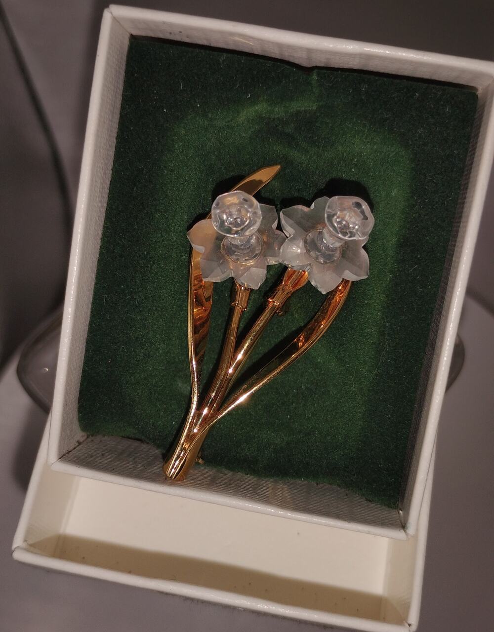Vintage Swarovski Crystal Memories Daffodils Brooch w/ Original Box